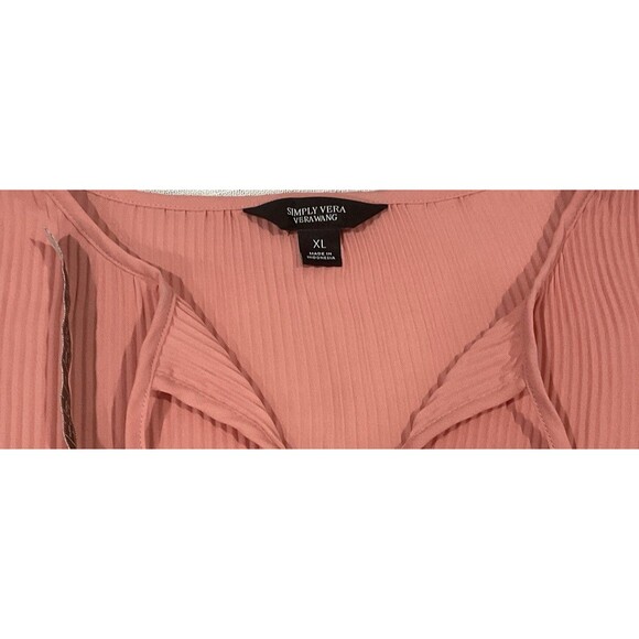 Simply Vera Vera Wang Women Pink Long Sleeve Blouse XL Pleated Chiffon Flowy - Picture 11 of 11